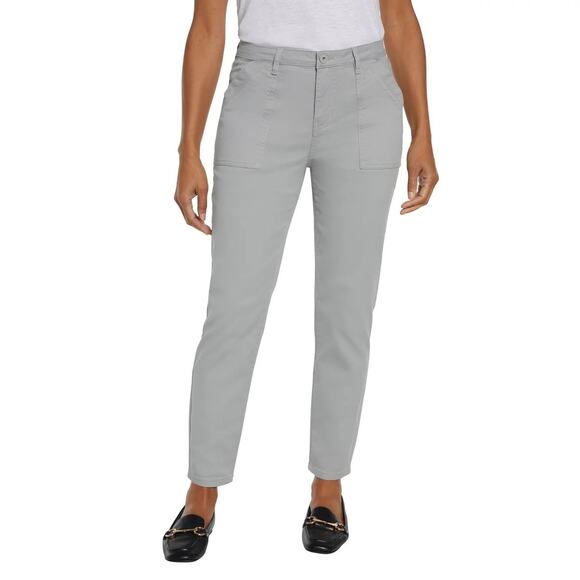 NWT Banana Republic Gray High Rise Twill Pants Straight Leg Women’s Size 12 - Picture 1 of 6